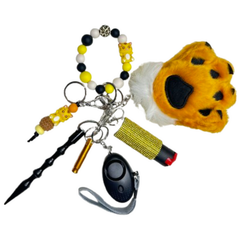 Tiger Beaded Self Defense Keychain