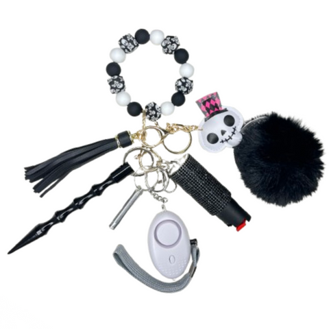 Skull Beaded Self Defense Keychain