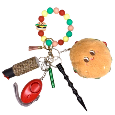 Burger Beaded Self Defense Keychain