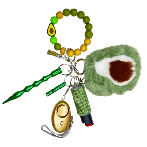Avocado Beaded Self Defense Keychain