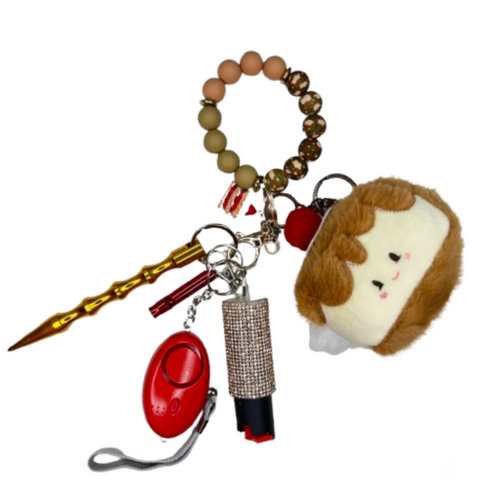 Strawberry Cake Beaded Self Defense Keychain