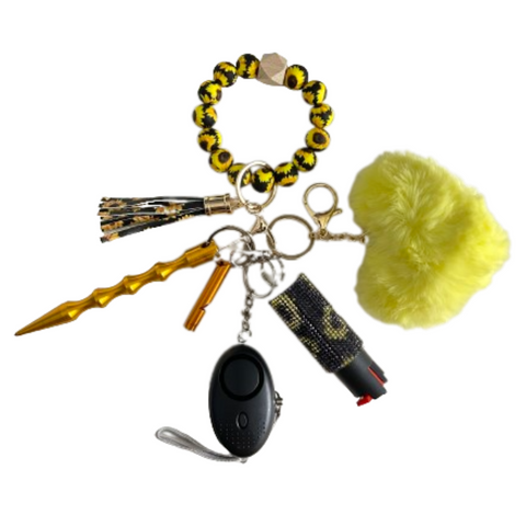 Sunflower Beaded Self Defense Keychain