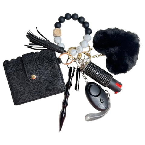 Midnight Card Holder Beaded Self Defense Keychain (Beads may vary)