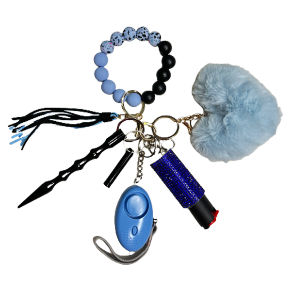Blue Speckled Rock Beaded Self Defense Keychain Defense Queens