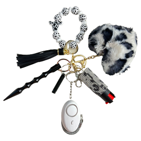 Cow Beaded Self Defense Keychain
