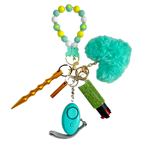 Green Butterfly Beaded Self Defense Keychain