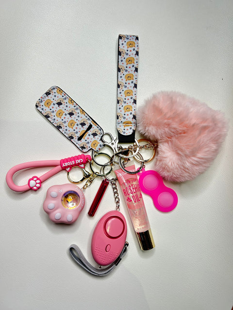 Pink Cat Kids Safety Keychain