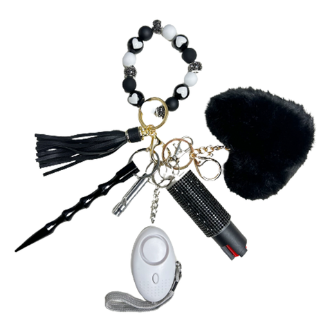 Midnight Heart Beaded Self Defense Keychain