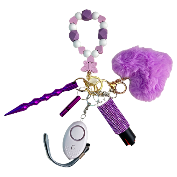 Purple Butterfly Beaded Self Defense Keychain Defense Queens