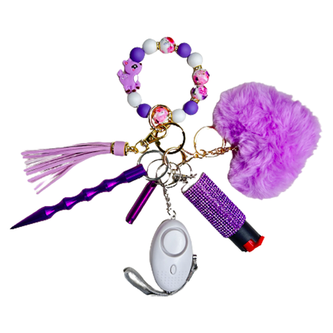 Purple Deer Beaded Self Defense Keychain