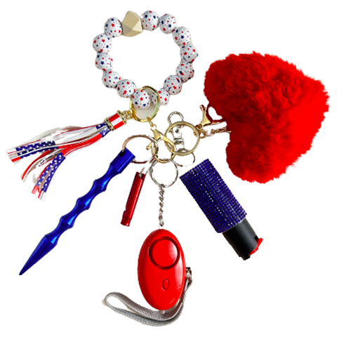 Stars and Stripes Beaded Self Defense Keychain (American Flag)