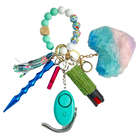 Tropical Paradise Beaded Self Defense Keychain
