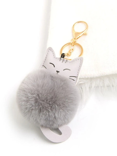 Cat Pom Pom Keychain - Defense Queens