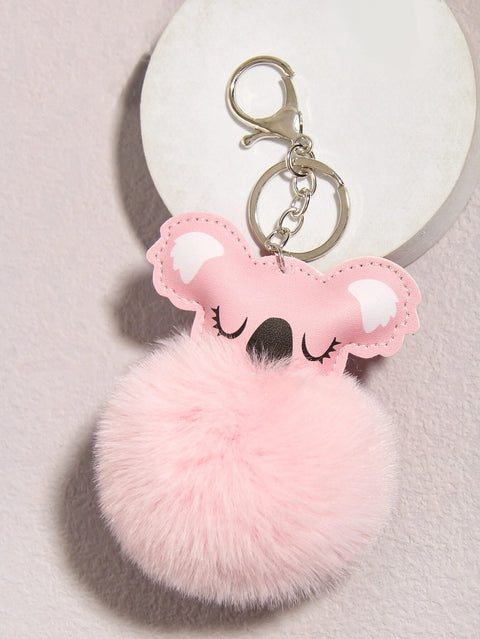 Pink Koala Pom Pom Keychain - Defense Queens