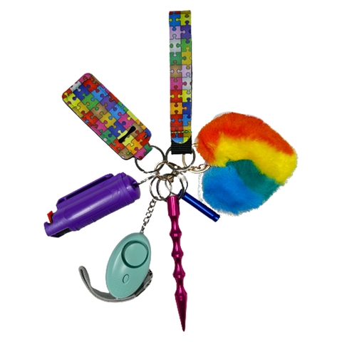 Autism Awareness Puzzle Self Defense Keychain - Defense Queens
