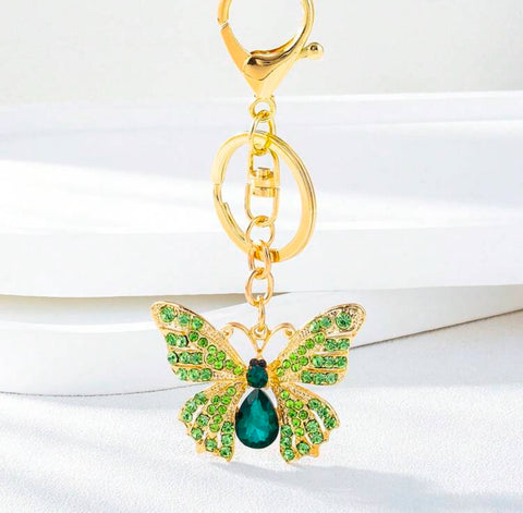 Green Butterfly Charm Keychain