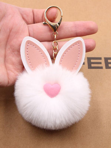 Rabbit Ears Pom Pom Keychain