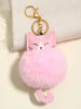 Pink Cat Pom Pom Keychain