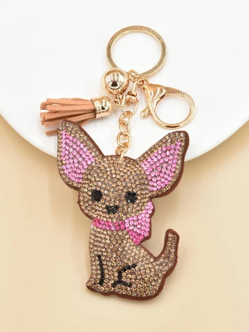 Dog Rhinestone Keychain