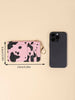 Pink Cow Pattern Card Holder Keychain
