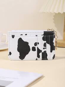Cow Pattern Card Holder Keychain