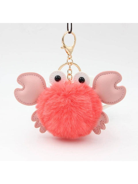 Crab Pom Pom Keychain