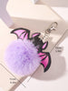Purple Bat Pom Pom Keychain