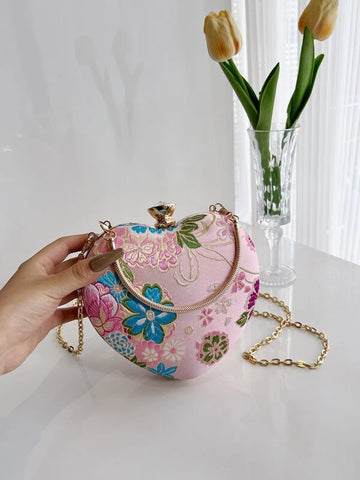 Heart Floral Mini Handbag (embroidered design will vary)