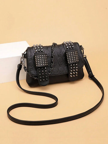 Skull Studded Crossbody Bag