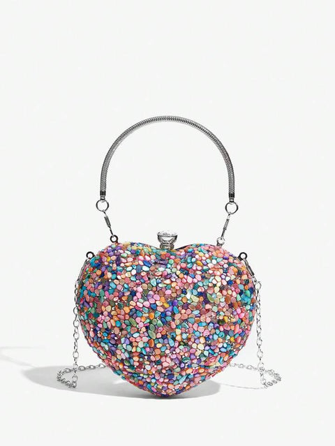 Colorful Stones Heart Purse
