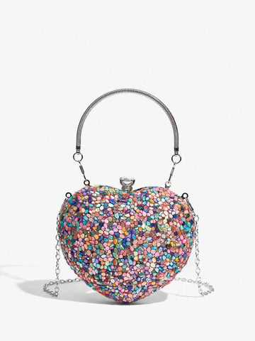 Colorful Stones Heart Purse