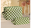 Green Checkered 2-Piece Makeup Bag