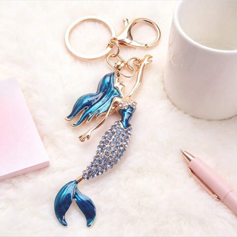 Blue Mermaid Bling Keychain