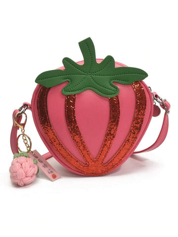 Pink Strawberry Shaped Crossbody Bag