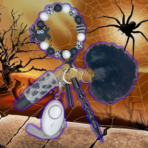 Spooky Spider Beaded Self Defense Keychain
