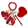 Red Valentine Heart Beaded Self Defense Keychain