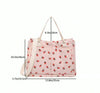 Pink Strawberry Double Pocket Tote Bag
