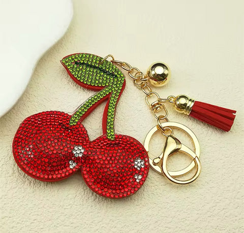 Cherry Bling Charm Keychain