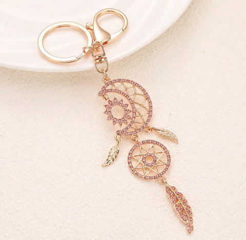 Pink Moon Dream Catcher Keychain
