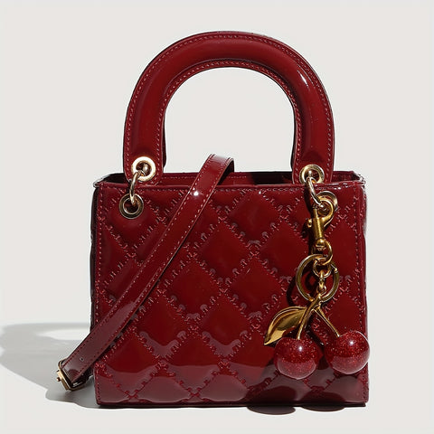 Red Cherry Quilted Handbag