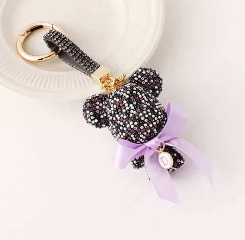 Starry Night Bear Bow Keychain