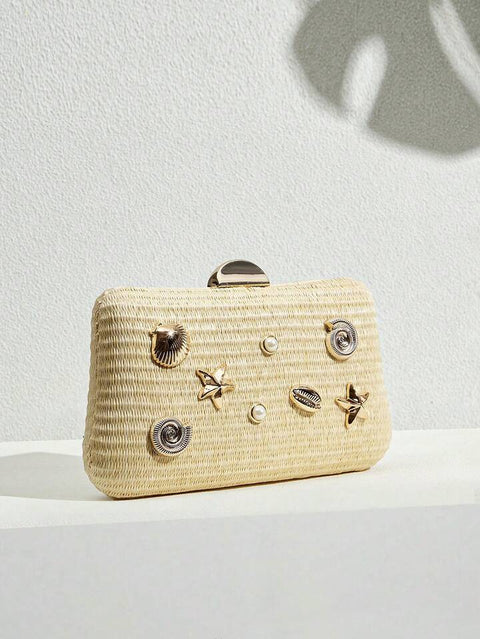 Shell Woven Clutch Bag