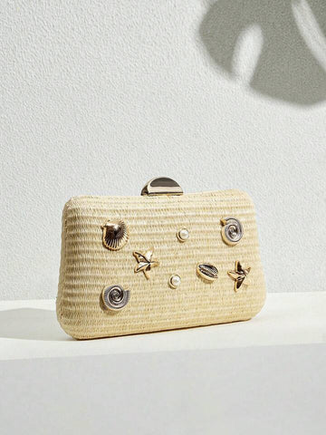 Shell Woven Clutch Bag