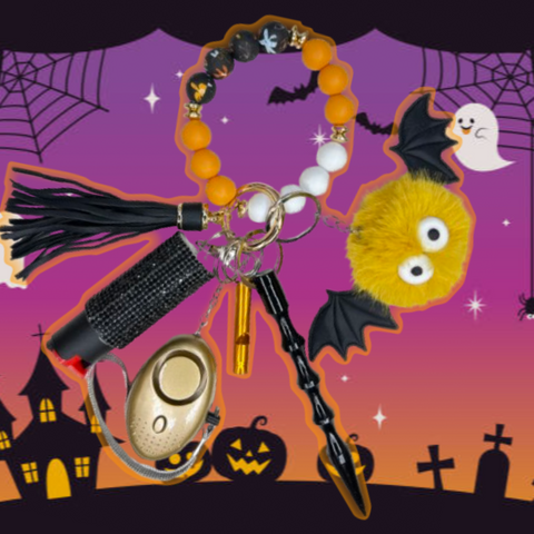 Halloween Bat Beaded Self Defense Keychain
