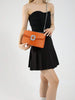Orange Crocodile Textured Purse