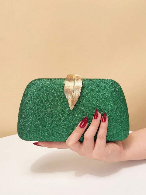 Green Gold Metal Leaf Evening Purse