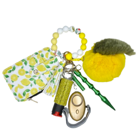 Lemon Card Holder Beaded Self Defense Keychain