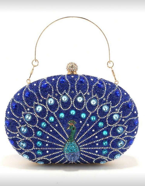 Blue Peacock Evening Clutch Bag