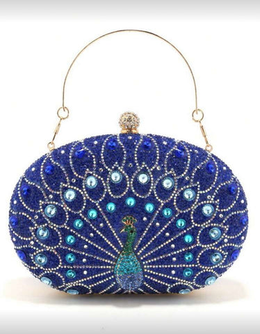 Blue Peacock Evening Clutch Bag
