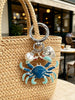 Blue Crab Heart Pearl Keychain